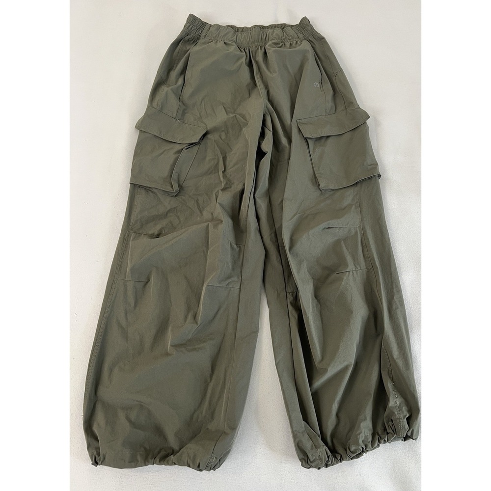 Apana Women's Cargo Wide Leg Pants Pull On Olive Green Sz Small